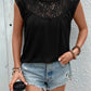 Lace Round Neck Cap Sleeve T-Shirt