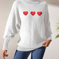 Heart Turtleneck Long Sleeve Sweater