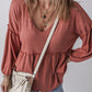 Frill V-Neck Long Sleeve Blouse