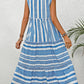 Frill Printed Notched Sleeveless Mini Dress