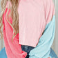 Color Block Round Neck Long Sleeve Top