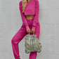 Round Neck Long Sleeve Cropped Top and Pants Set