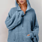 Double Take Half Zip Long Sleeve Hoodie with Kangaroo Pocket