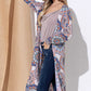 And The Why Printed Kimono Open Front Longline Cardigan