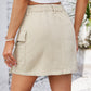 Full Size Pocketed Buttoned Denim Skirt