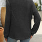 Full Size Decor Button Long Sleeve Ribbed T-Shirt