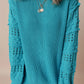 Openwork Frill Round Neck Long Sleeve Sweater