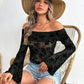 Off-Shoulder Flare Sleeve Lace Top