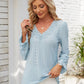 Applique V-Neck Flounce Sleeve T-Shirt