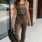 Drawstring Round Neck Sleeveless Jumpsuit