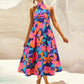 Ruched Printed Halter Neck Dress