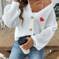 Heart Button Down V-Neck Long Sleeve Cardigan