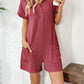 Button Detail Collared Neck Short Sleeve Romper