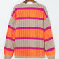 Contrast Striped Drop Shoulder Open Front Cardigan