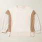 Slit Color Block Long Sleeve Sweatshirt