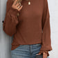 Ribbed Round Neck Long Sleeve T-Shirt