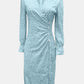Full Size Printed Surplice Long Sleeve Midi Dress