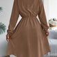 Collared Neck Long Sleeve Dress with Pockets