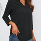 Notched Three-Quarter Sleeve Top
