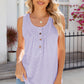 Eyelet Buttoned Round Neck Tank