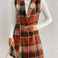 Honey Plaid Button Up Vest Coat