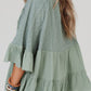 Ruffled Tie Neck Three-Quarter Sleeve Blouse