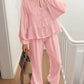 Tie Neck Balloon Sleeve Top and Pants Set