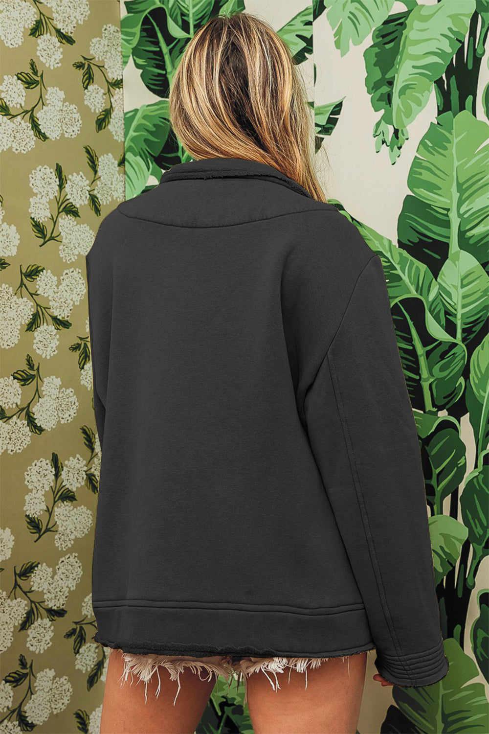 BiBi Single-Breasted Washed Fleece Jacket - Brand BiBi