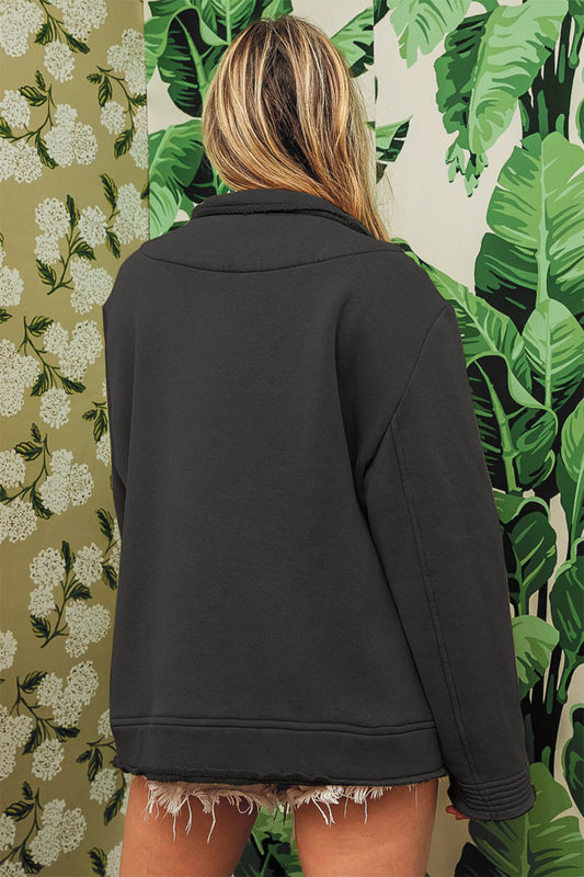 BiBi Single-Breasted Washed Fleece Jacket - Brand BiBi