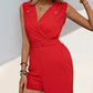 Lapel Collar Sleeveless Romper