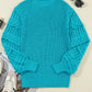 Openwork Frill Round Neck Long Sleeve Sweater