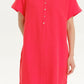 Slit Notched Short Sleeve Mini Dress