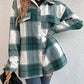 Plaid Collared Neck Dropped Shoulder Shacket