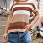 Striped Round Neck Short Sleeve Knit Top
