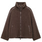 Zip Up Turtleneck Long Sleeve Plush Jacket