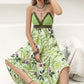 Backless Printed V-Neck Cami Dress