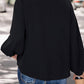 Contrast V-Neck Long Sleeve Blouse