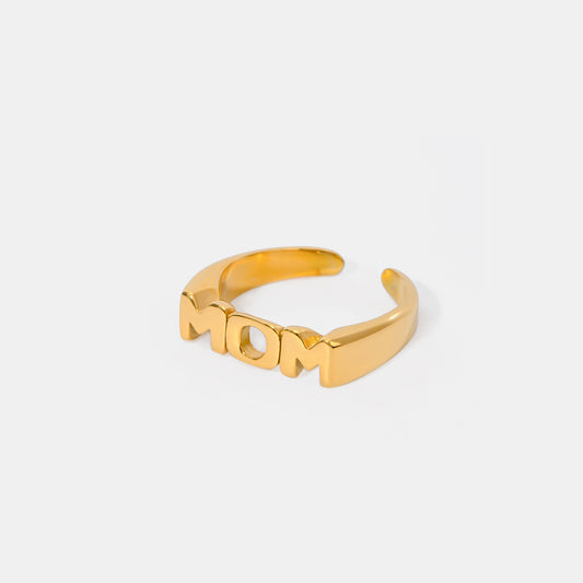 MOM Stainless Steel Open Gold Ring