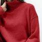Ribbed Detail Turtleneck Dropped Shoulder Sweater