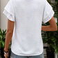 Swiss Dot Notched Short Sleeve Blouse