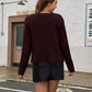 Round Neck Button Up Cardigan with Pockets