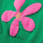 Flower Mock Neck Short Sleeve Sweater
