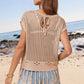 Openwork Cap Sleeve Knit Cover Up with Tassel