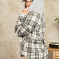 Drawstring Plaid Long Sleeve Hooded Jacket
