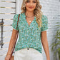 Double Take Full Size Floral Notched Neck Blouse