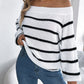 Striped Off-Shoulder Long Sleeve Sweater