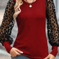 Full Size Round Neck Lantern Sleeve Blouse