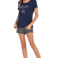 Graphic Round Neck Top and Striped Shorts Lounge Set