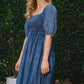 ODDI Full Size Washed Smocked Puff Sleeve Dress