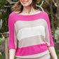 Color Block Boat Neck Half Sleeve Knit Top